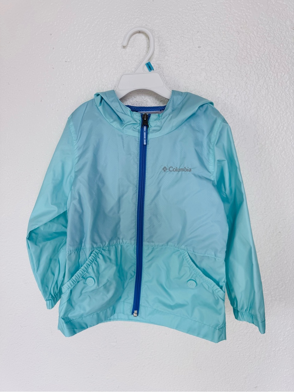 NWOT Columbia Girls Kids Hooded Windbreaker Jacket Coat Aqua 4T